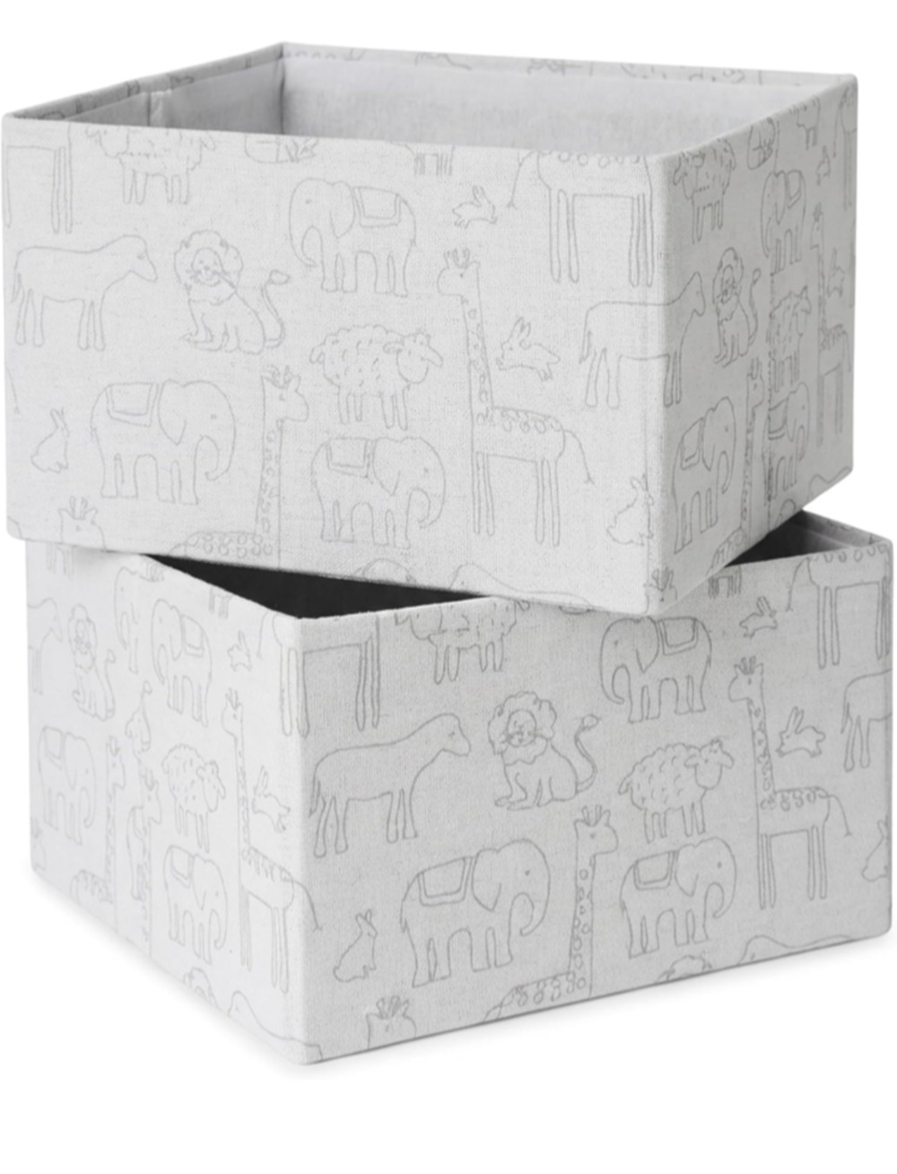 Infant Baby Room Grey Zoo Animal Decorative Storage Bins Organizer Set of 2